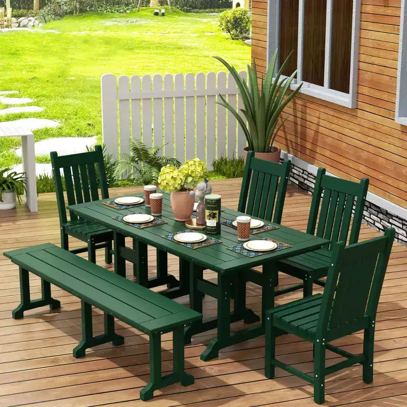 WestinTrends Set da pranzo da esterno a 6 pezzi con tavolo e panca