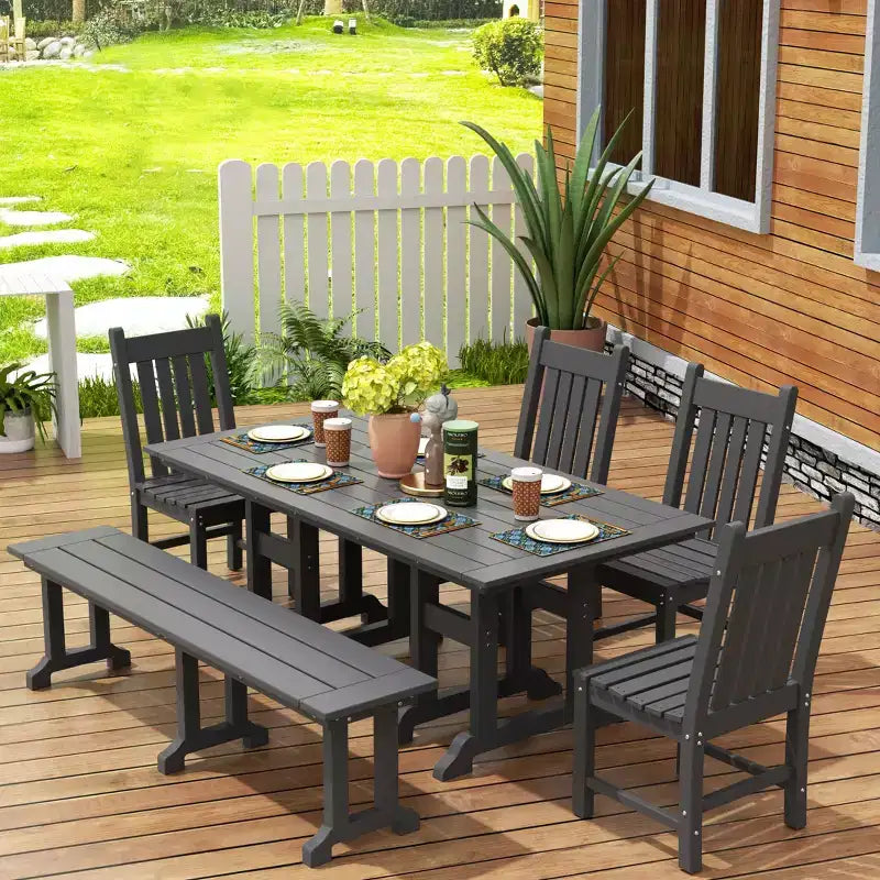 WestinTrends Set da pranzo da esterno a 6 pezzi con tavolo e panca