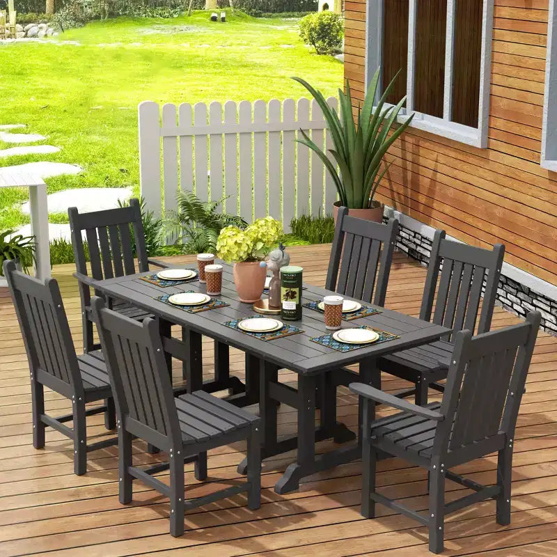 WestinTrends Malibu Set da Pranzo da Esterno di 7 Pezzi, Tavolo da Pranzo da Esterno con Sedie da Pranzo, Grigio