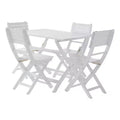 GDFStudio Rabion Outdoor Acacia Wood 5 Piece Folding Dining Set, White