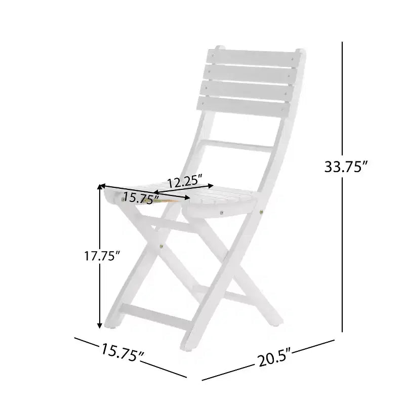 GDFStudio Rabion Set da pranzo pieghevole da esterno in legno di acacia a 5 pezzi, bianco
