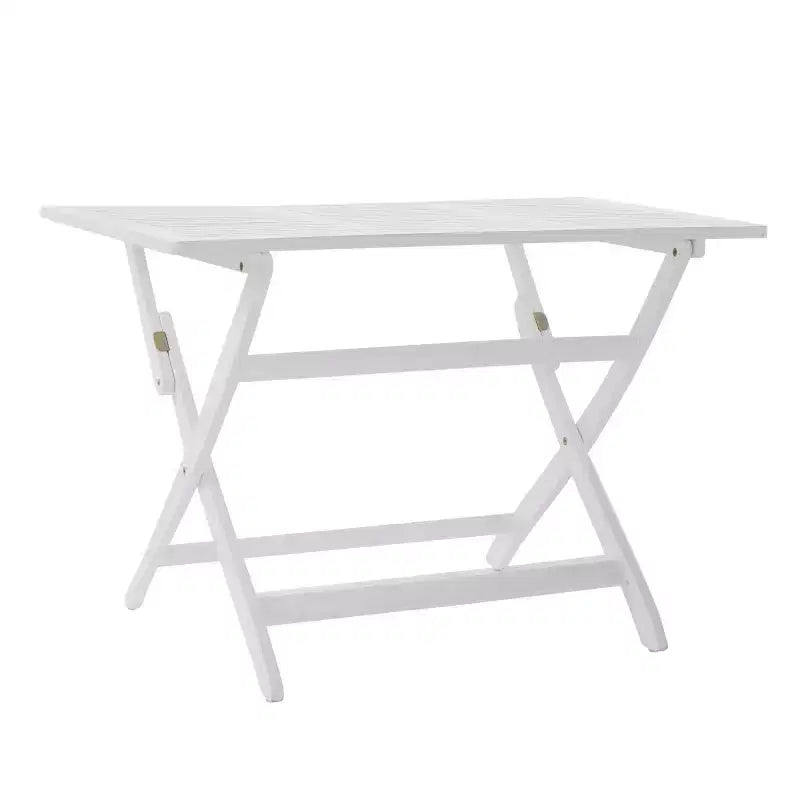 GDFStudio Rabion Set da pranzo pieghevole da esterno in legno di acacia a 5 pezzi, bianco