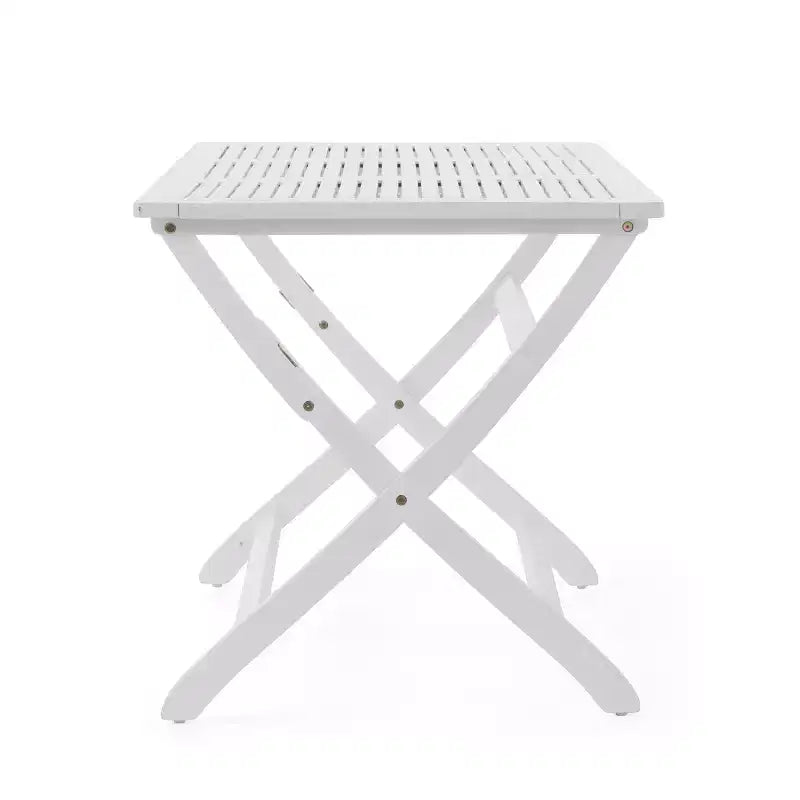 GDFStudio Rabion Set da pranzo pieghevole da esterno in legno di acacia a 5 pezzi, bianco