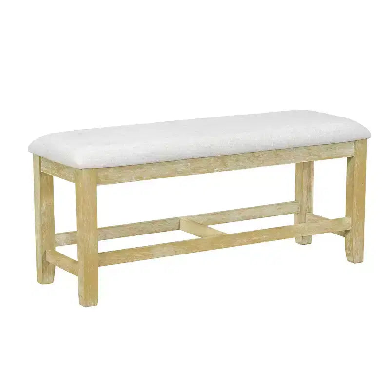 Set da pranzo Whisen Farmhouse da 6 pezzi, set da pranzo per cucina con tavolo da pranzo allungabile, 1 panca e 4 sedie da pranzo con schienale a pioli
