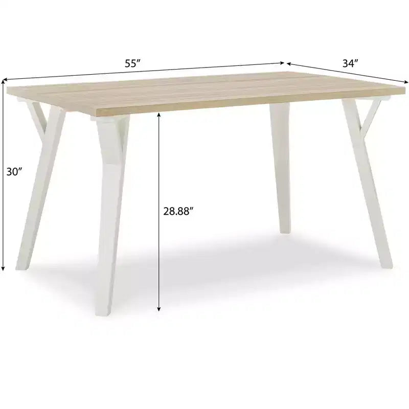Set da pranzo da 5 pezzi Alwynn bianco e legno naturale, tavolo da pranzo con 4 sedie Windsor