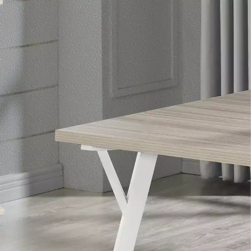 Set da pranzo da 5 pezzi Alwynn bianco e legno naturale, tavolo da pranzo con 4 sedie Windsor