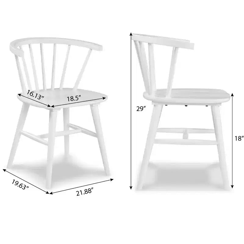 Set da pranzo da 5 pezzi Alwynn bianco e legno naturale, tavolo da pranzo con 4 sedie Windsor