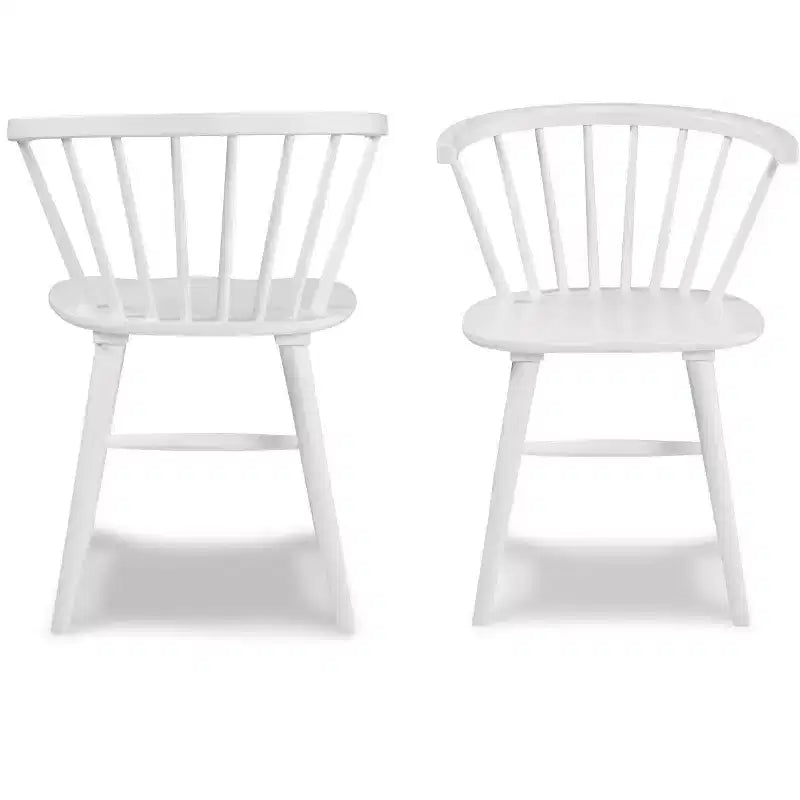 Set da pranzo da 5 pezzi Alwynn bianco e legno naturale, tavolo da pranzo con 4 sedie Windsor