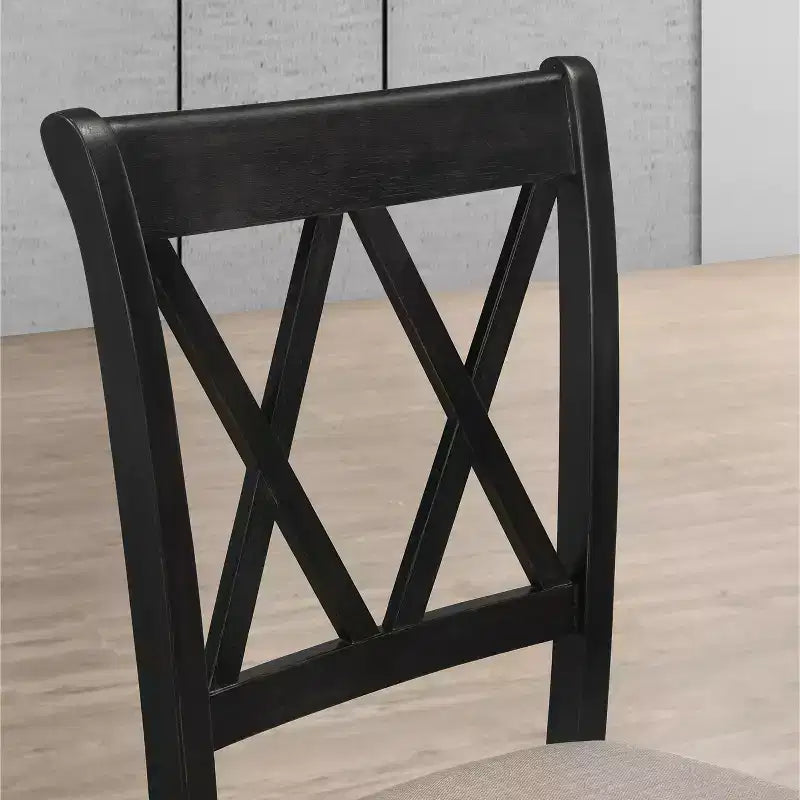 Set da pranzo Arroyo da 7 pezzi, tavolo da pranzo Hairpin con 6 sedie con schienale a croce, nero intenso
