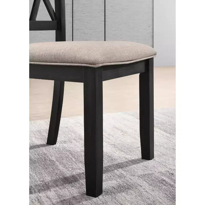 Set da pranzo Arroyo da 7 pezzi, tavolo da pranzo Hairpin con 6 sedie con schienale a croce, nero intenso