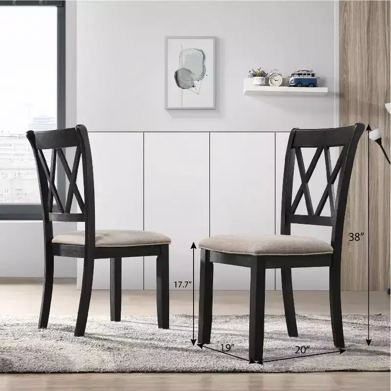 Set da pranzo Arroyo da 7 pezzi, tavolo da pranzo Hairpin con 6 sedie con schienale a croce, nero intenso