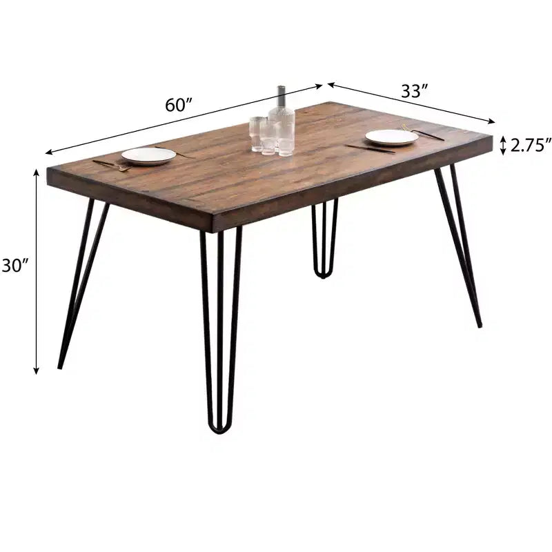 Set da pranzo Arroyo da 7 pezzi, tavolo da pranzo Hairpin con 6 sedie con schienale a croce, nero intenso