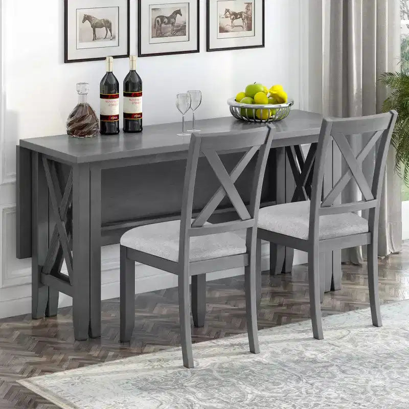 Set da pranzo pieghevole per famiglia Whisen 6 pezzi con 4 sedie e panca