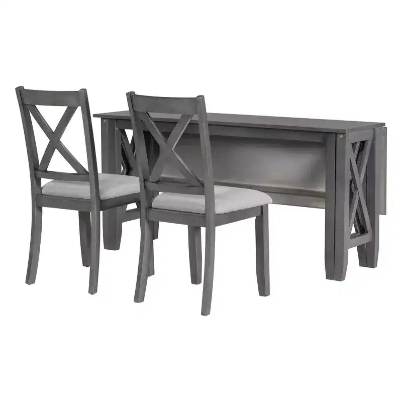 Set da pranzo pieghevole per famiglia Whisen 6 pezzi con 4 sedie e panca