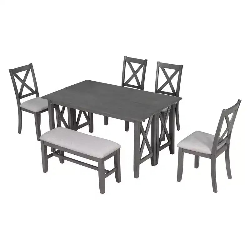 Set da pranzo pieghevole per famiglia Whisen 6 pezzi con 4 sedie e panca
