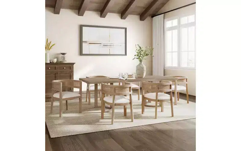 Set da pranzo Christopher Knight Home Avery 7 pezzi imbottito in canna e legno di gomma